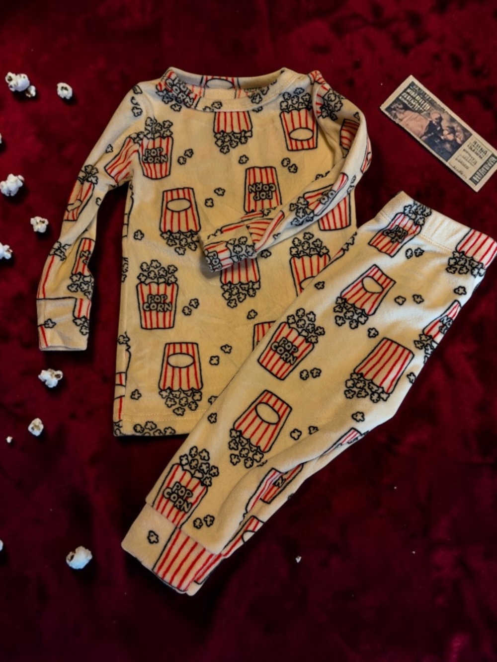 Cat & Jack Soft Long Sleeve Pajamas Sleepwear - Popcorn Design - 18 mo.